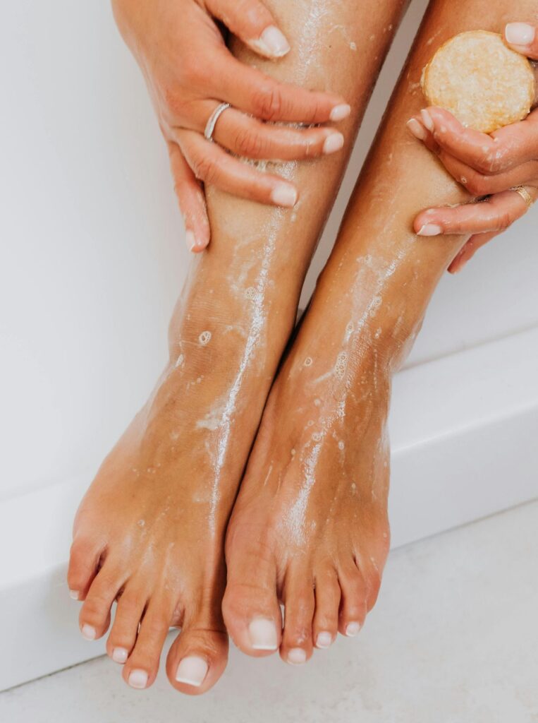 scrubbing feet
